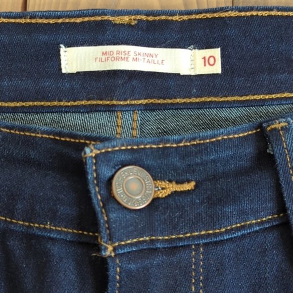 Levi’s Mid Rise Dark Wash Skinny Jeans SZ 10 - Picture 3 of 13